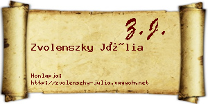 Zvolenszky Júlia névjegykártya